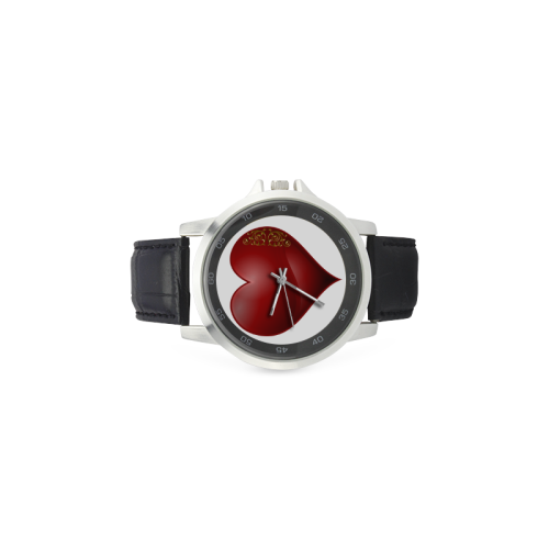 Heart  Las Vegas Symbol Playing Card Shape Unisex Stainless Steel Leather Strap Watch(Model 202)