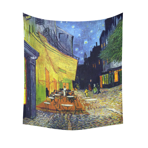 Vincent Willem van Gogh - Cafe Terrace at Night Cotton Linen Wall Tapestry 51"x 60"