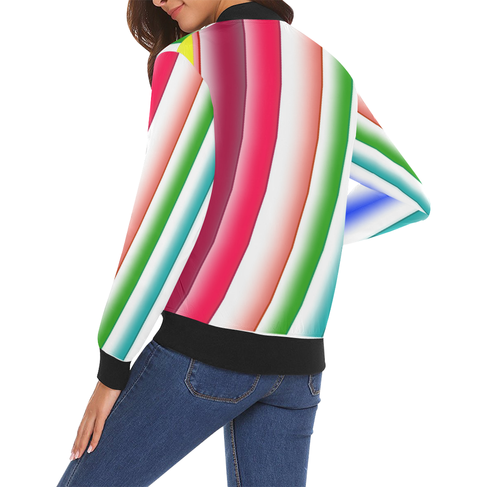 Happy Day All Over Print Bomber Jacket for Women (Model H19)