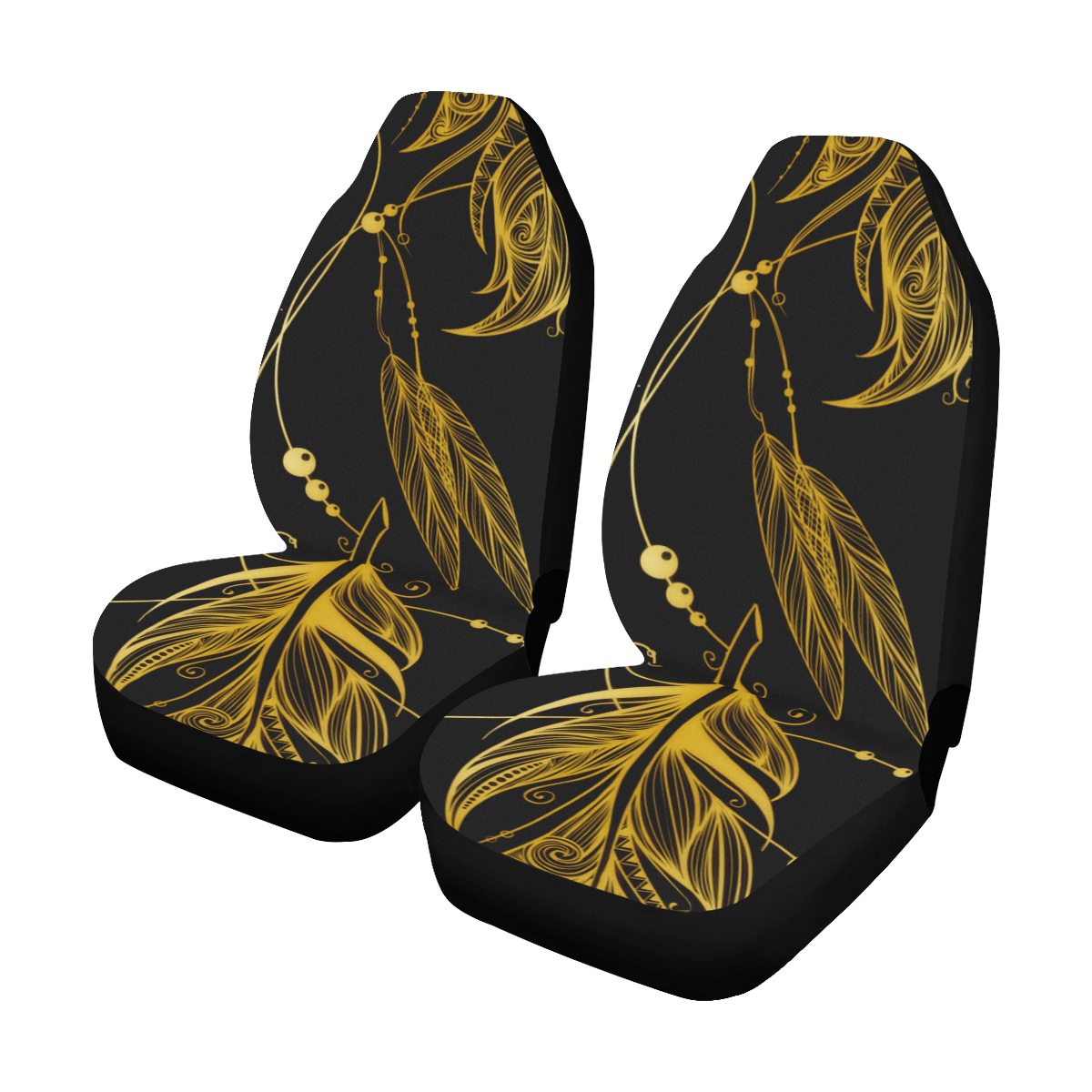 Gold Feathers Car Seat Covers (Set of 2)