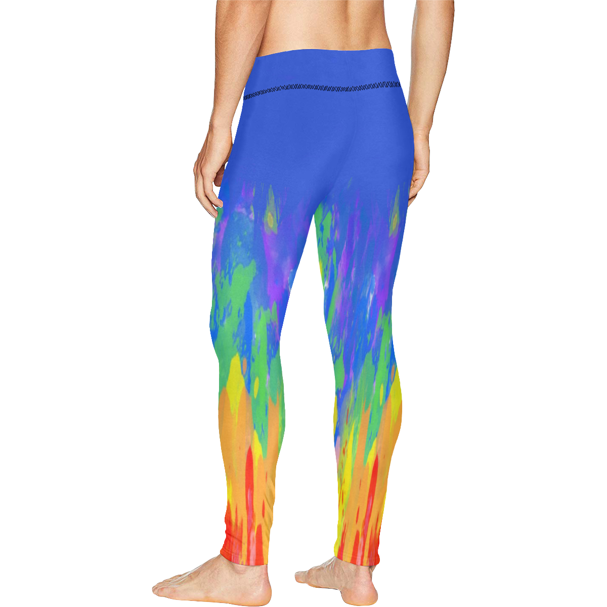 Flames Paint Abstract Classic Blue Men's All Over Print Leggings (Model L38)