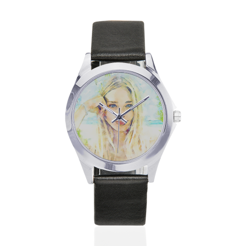 Tamara Unisex Silver-Tone Round Leather Watch (Model 216)