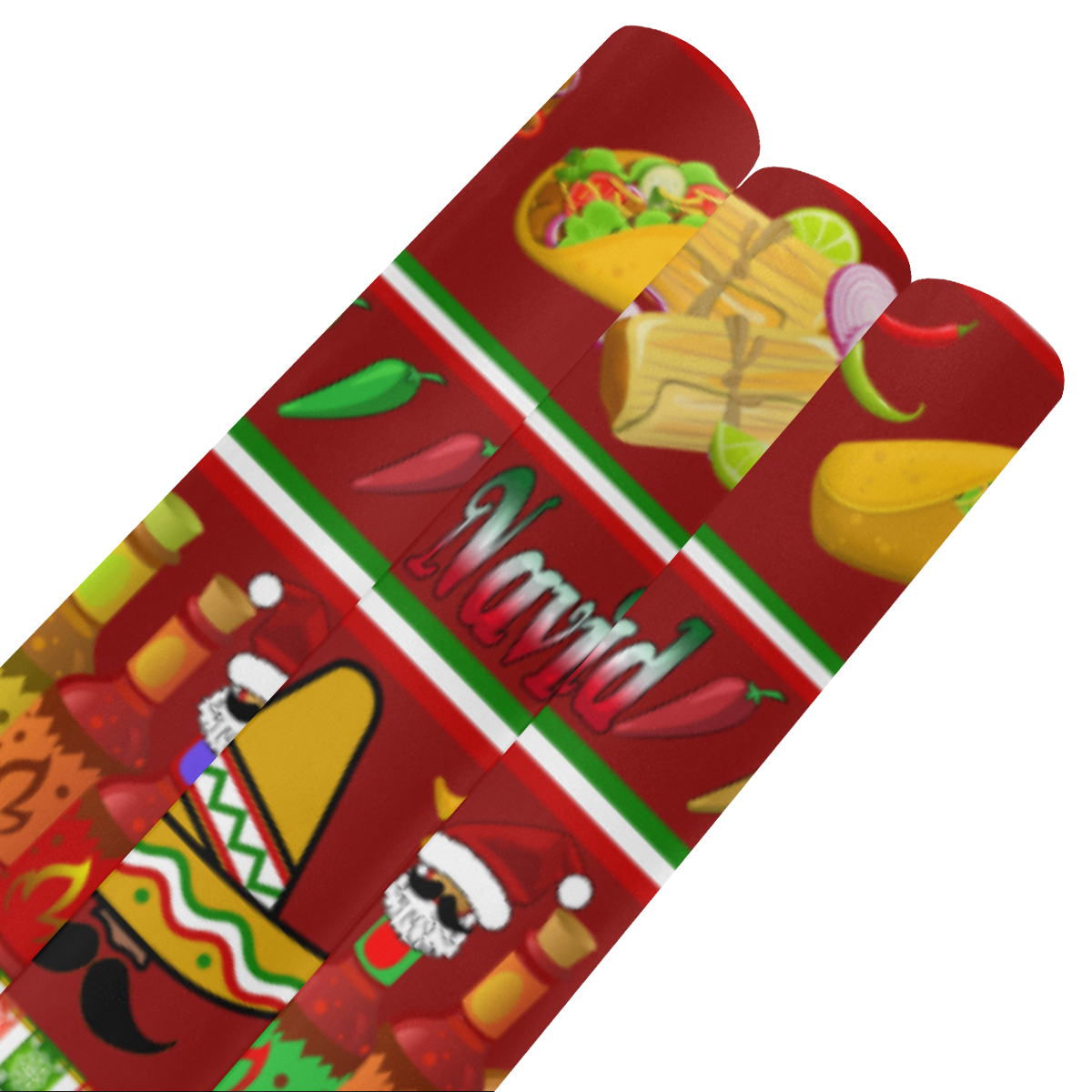 Feliz Navidad Ugly Sweater on Red Gift Wrapping Paper 58"x 23" (3 Rolls)