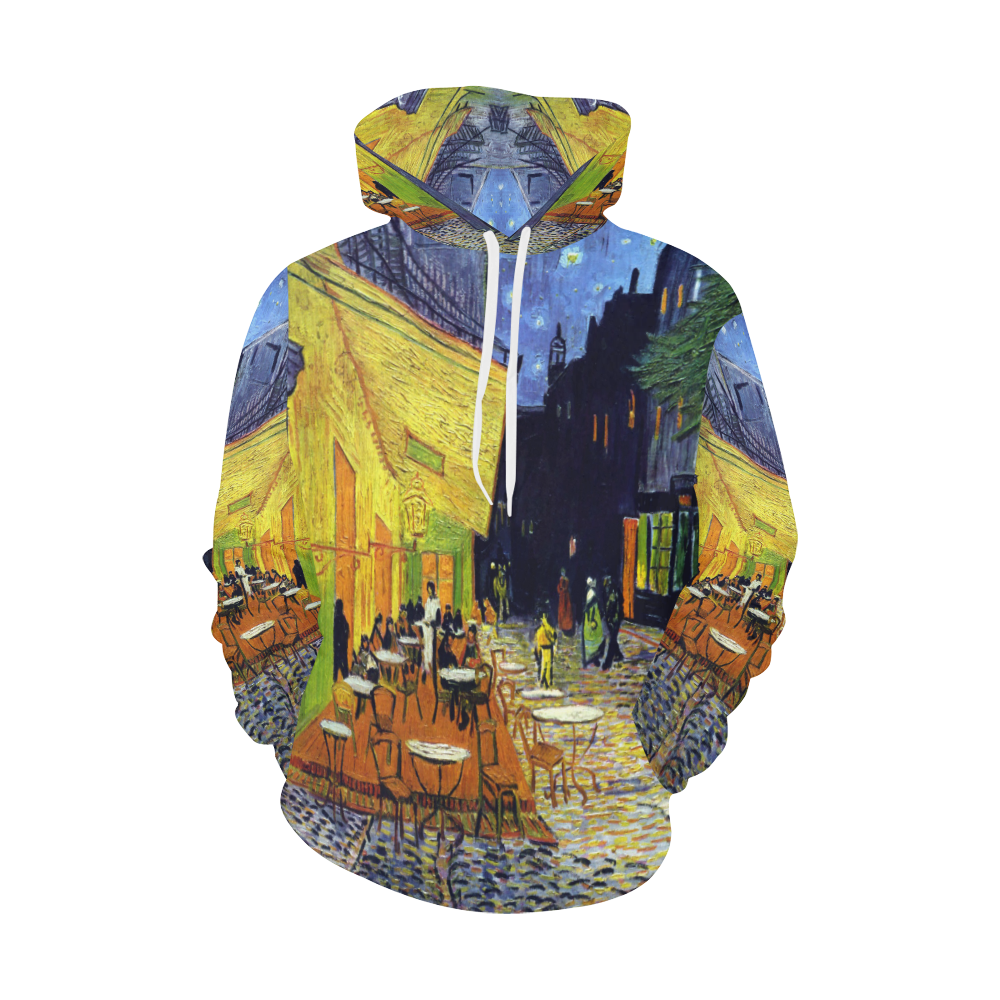 Vincent Willem van Gogh - Cafe Terrace at Night All Over Print Hoodie for Men/Large Size (USA Size) (Model H13)