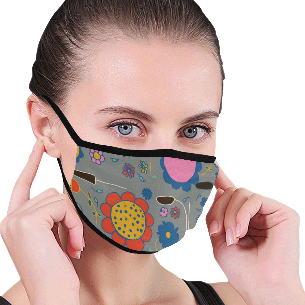spring flower gray Mouth Mask