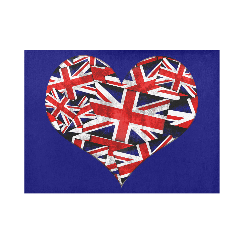 Union Jack British UK Flag Heart Blue Placemat 14’’ x 19’’ (Two Pieces)