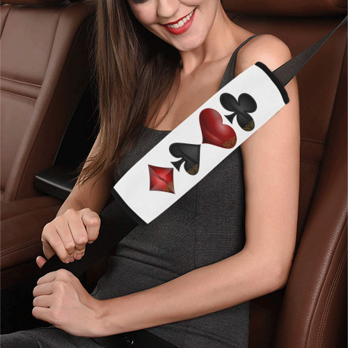 Las Vegas  Black and Red Casino Poker Card Shapes Car Seat Belt Cover 7''x12.6''