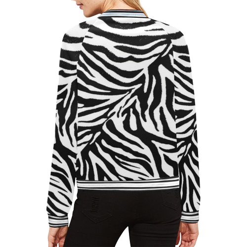 zebra 1 with black and white trim All Over Print Bomber Jacket for Women (Model H21)