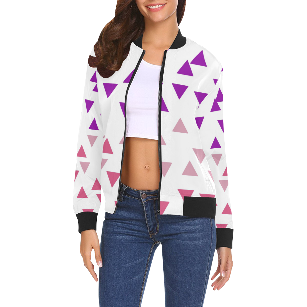 Jacket with Pink triangles cute All Over Print Bomber Jacket for Women (Model H19)