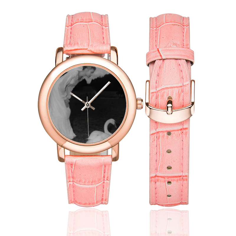 SWAN Women's Rose Gold Leather Strap Watch(Model 201)