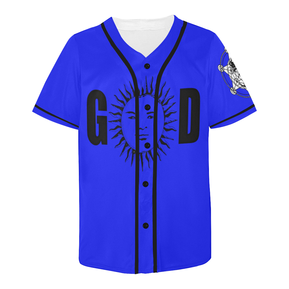 GOD Baseball Jersey Royal Blue All Over Print Baseball Jersey for Men (Model T50)