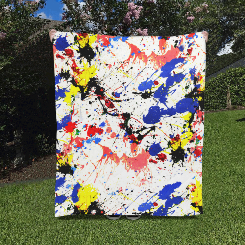 Blue and Red Paint Splatter Quilt 50"x60"