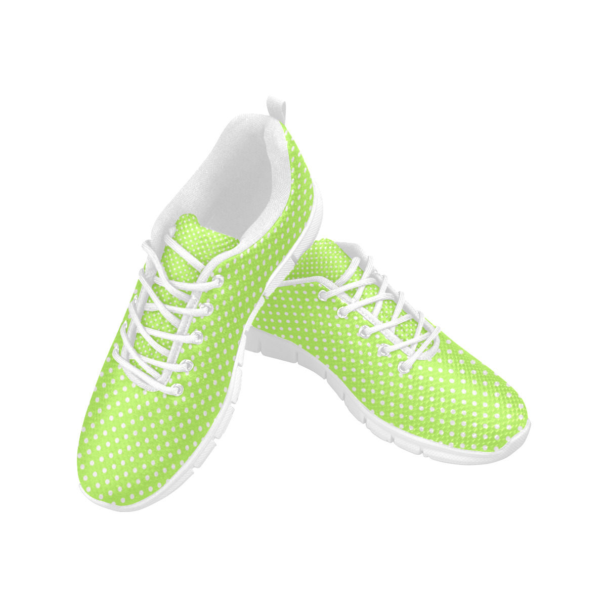 Mint green polka dots Women's Breathable Running Shoes (Model 055)