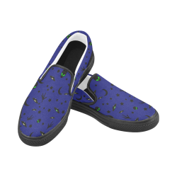 Alien Flying Saucers Stars Pattern Women's Slip-on Canvas Shoes (Model 019)