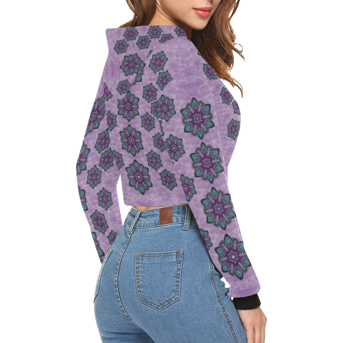 a gift with flowers stars and bubble wrap All Over Print Crop Hoodie for Women (Model H22)