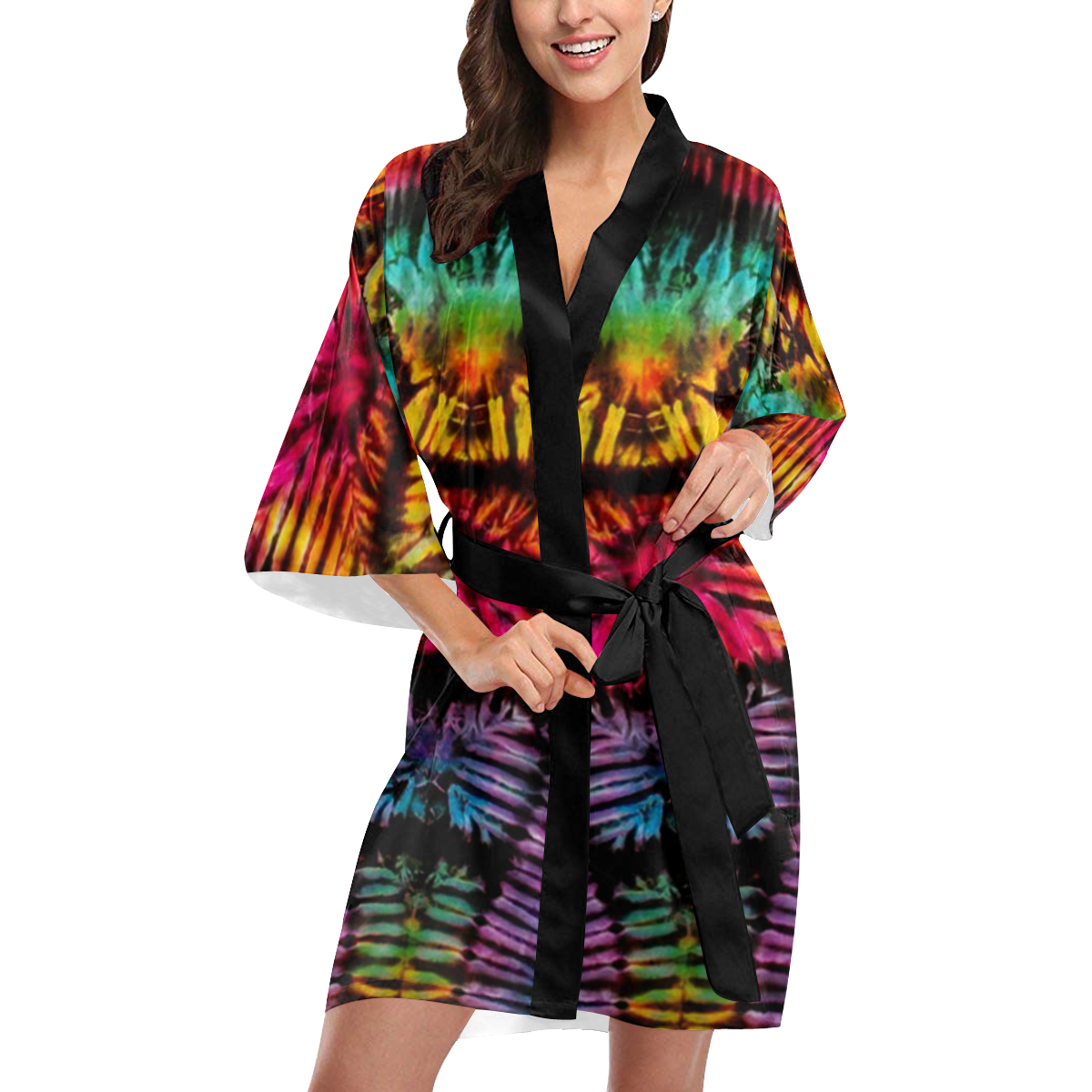 Rainbow Ladder Tie Dye Kimono Robe