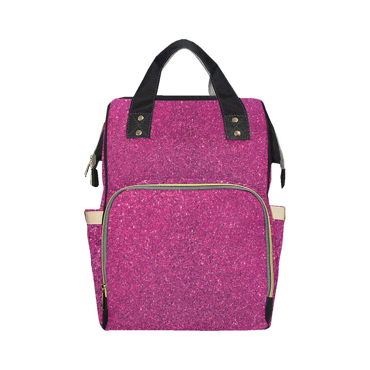 Hot Pink Glitter Multi-Function Diaper Backpack/Diaper Bag (Model 1688)