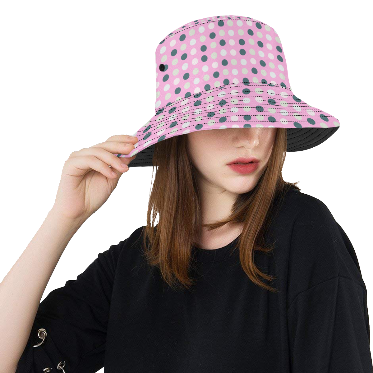 teal white eggs on pink All Over Print Bucket Hat