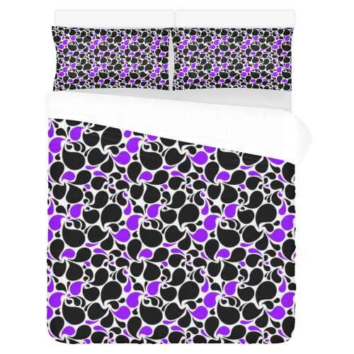 purple black paisley 3-Piece Bedding Set