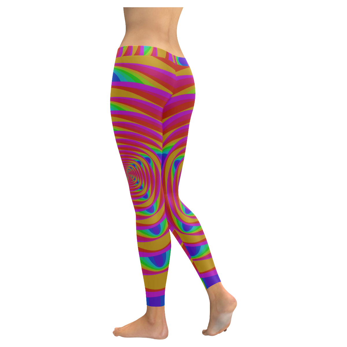 Oval spiral Women's Low Rise Leggings (Invisible Stitch) (Model L05)