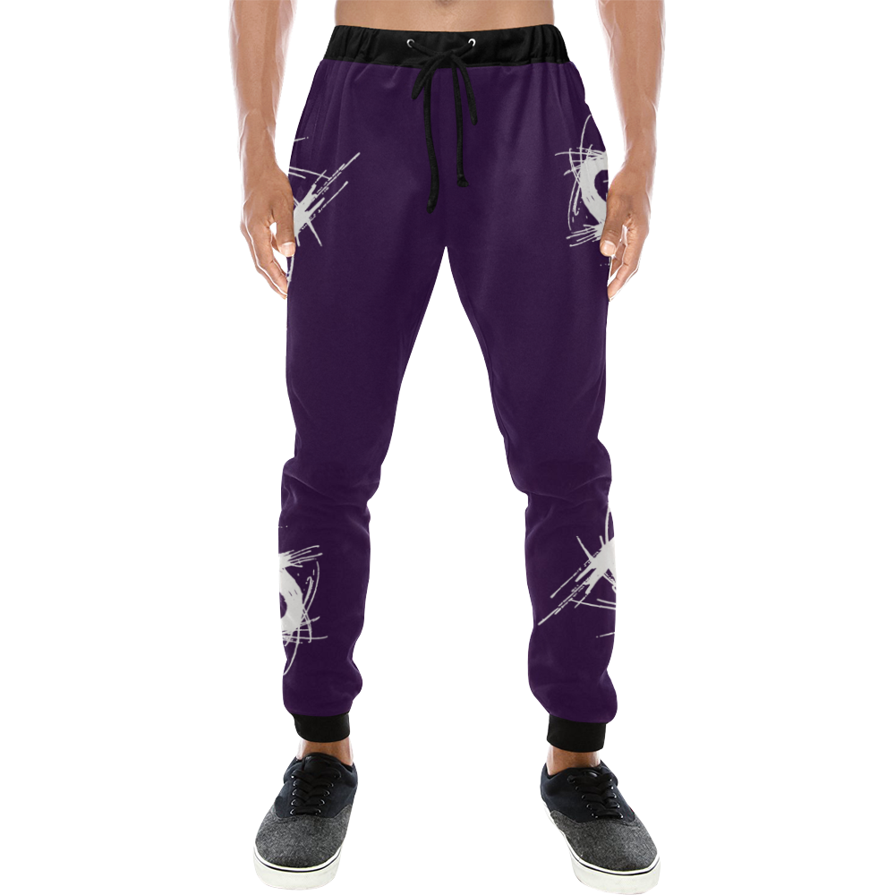 anti gods suicide CUT  logo WHITE purple joggers Men's All Over Print Sweatpants (Model L11)