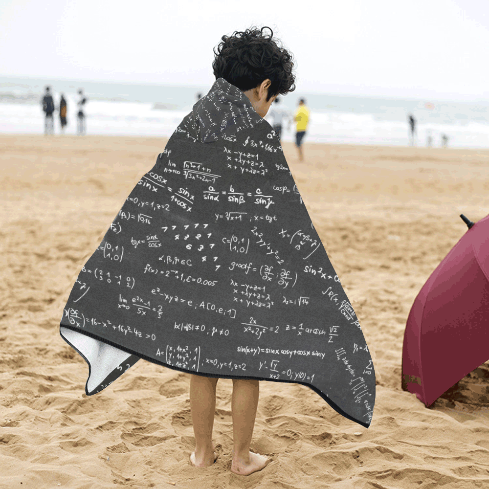 Mathematics Formulas Equations Numbers Kids' Hooded Bath Towels