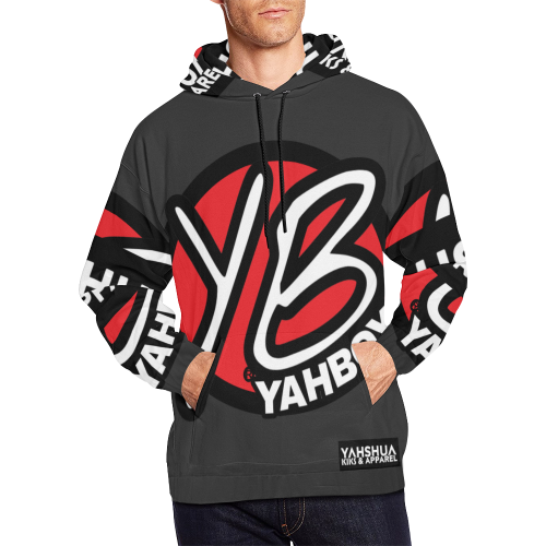 YahBoy Official Logo Gray All Over Print Hoodie for Men/Large Size (USA Size) (Model H13)