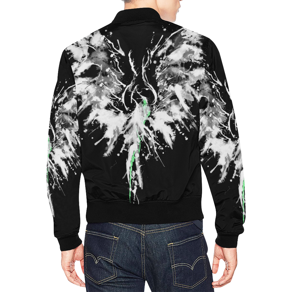 Phoenix - Abstract Painting Bird White 1 All Over Print Bomber Jacket for Men (Model H19)