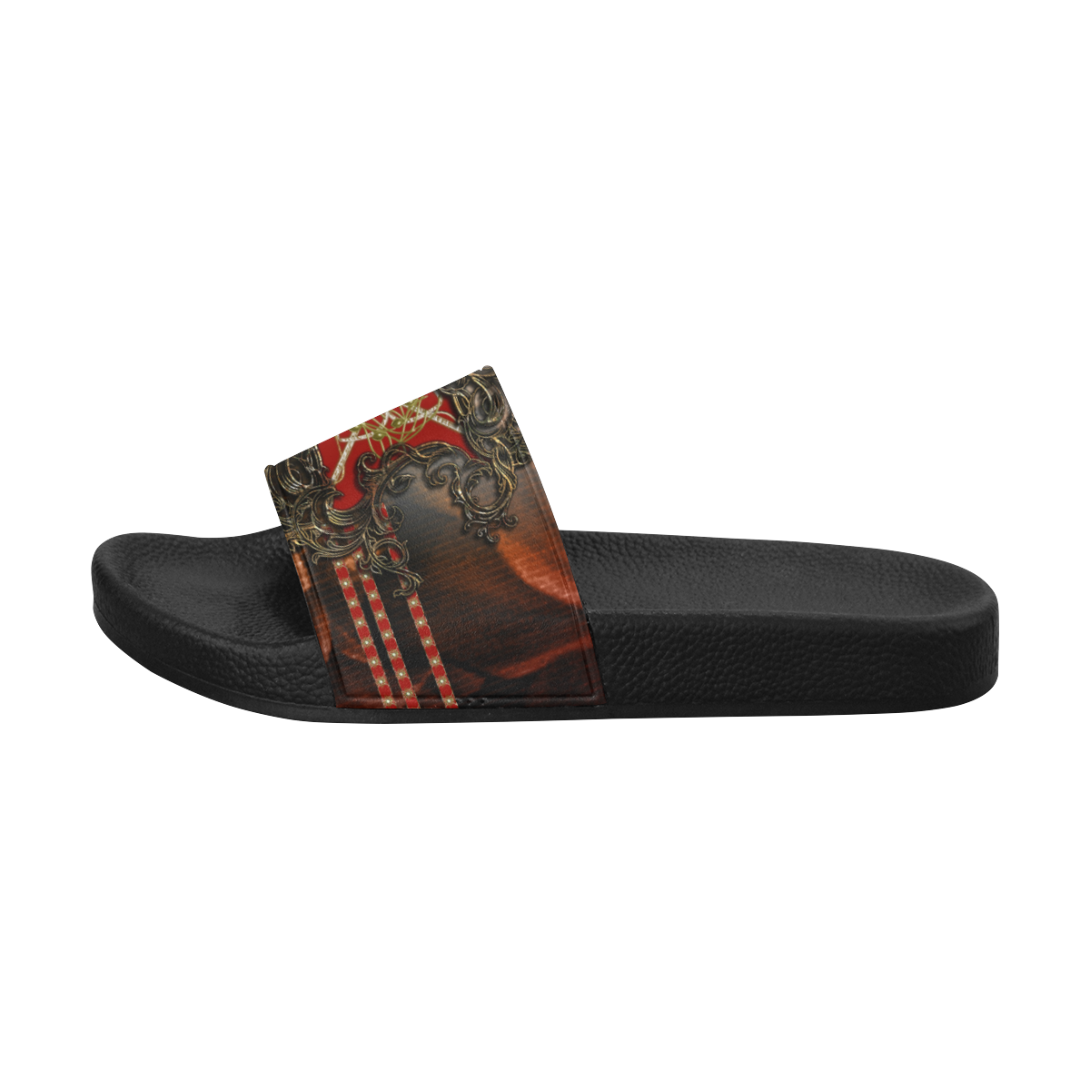 Red floral design Women's Slide Sandals (Model 057)