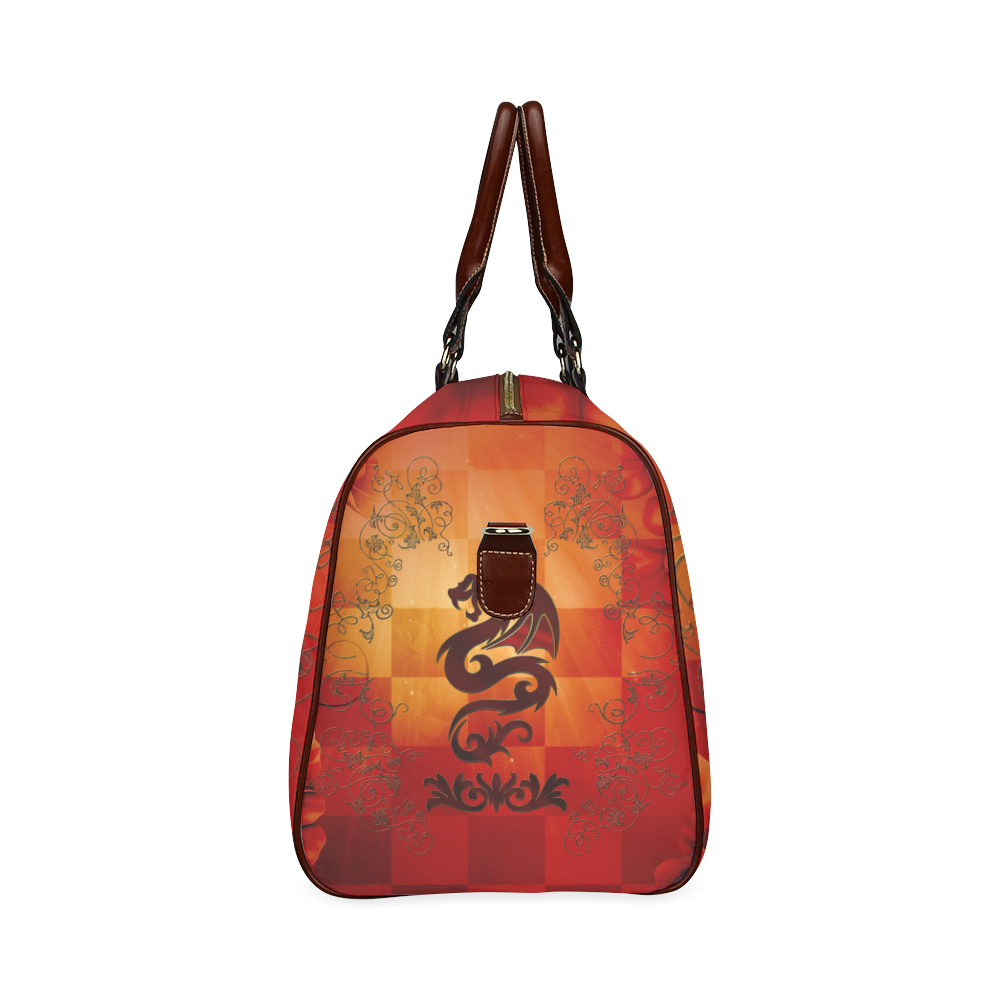 Tribal dragon  on vintage background Waterproof Travel Bag/Large (Model 1639)