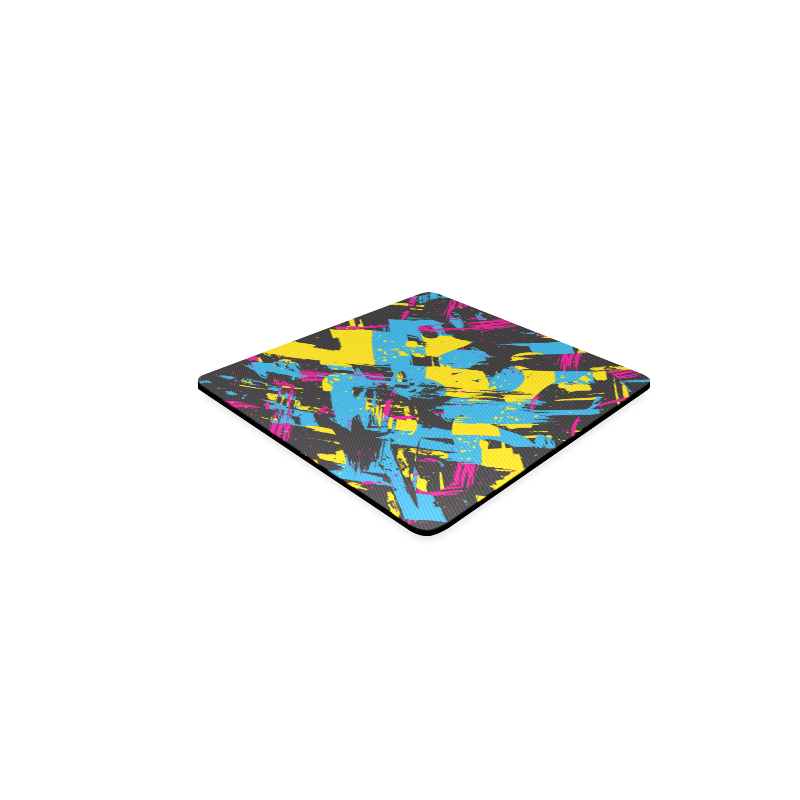 Colorful paint stokes on a black background Square Coaster