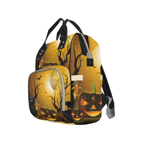 Halloween, Funny scarecrow with punpkin Multi-Function Diaper Backpack/Diaper Bag (Model 1688)