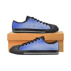 Blue Clouds with blk sole Women's Classic Canvas Shoes (Model 018)