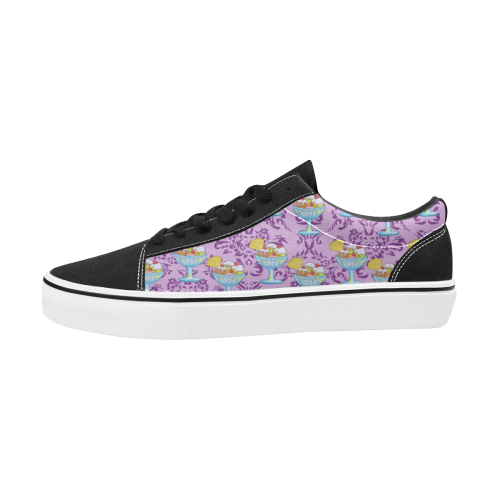 paisley lilac sundaes Men's Low Top Skateboarding Shoes (Model E001-2)
