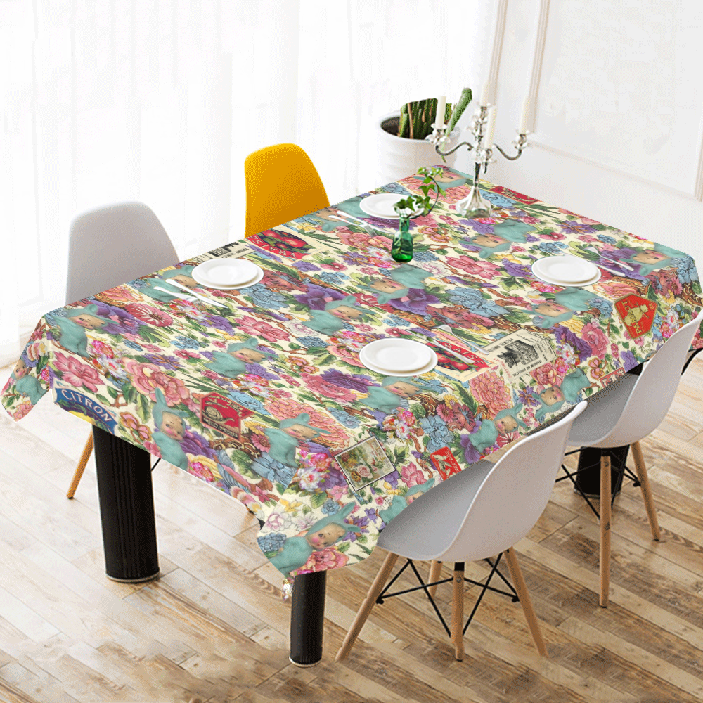 Lapinou de mon Coeur Cotton Linen Tablecloth 60"x120"