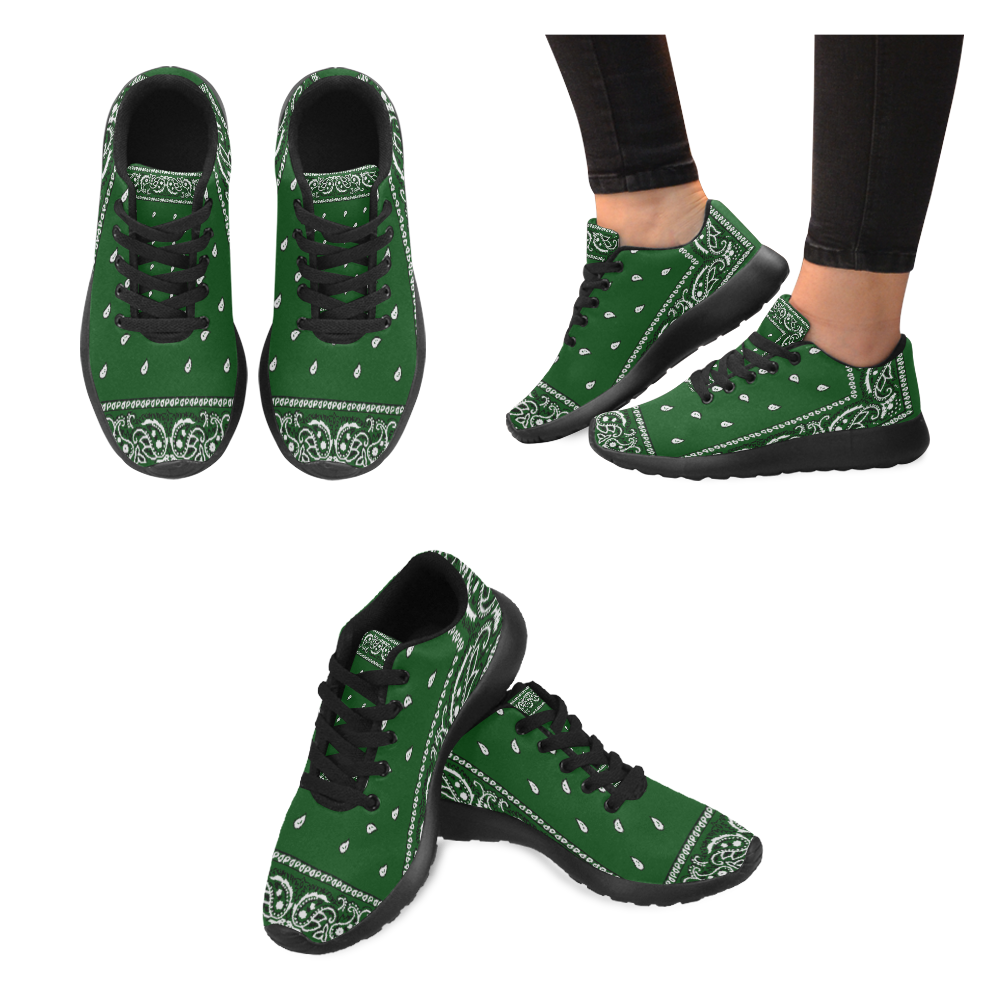 Green Bandana Women-Black Women’s Running Shoes (Model 020)