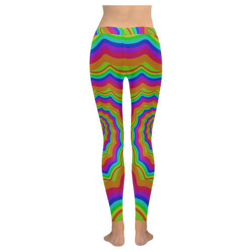 Rainbow spiral Women's Low Rise Leggings (Invisible Stitch) (Model L05)