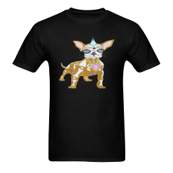 Punk Rock Sugar Skull Dog Black Men's T-shirt in USA Size (Front Printing Only) (Model T02)