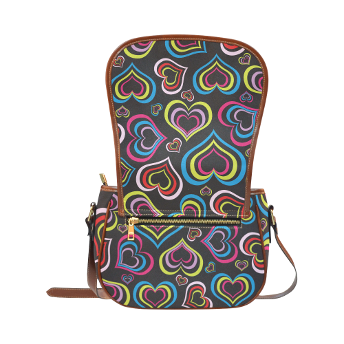 Multicolor Hearts Saddle Bag/Small (Model 1649) Full Customization