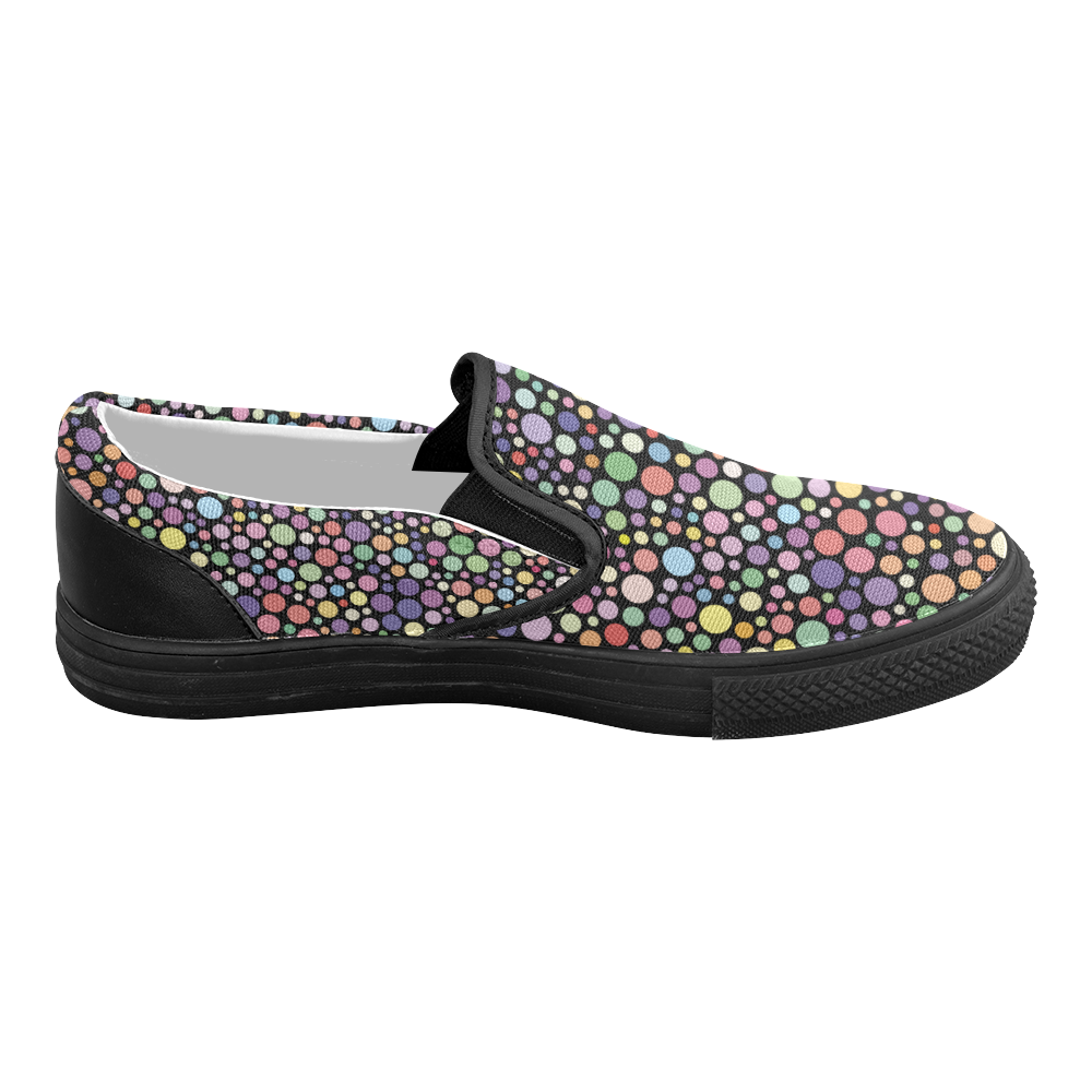 Colorful dot pattern Women's Slip-on Canvas Shoes (Model 019)