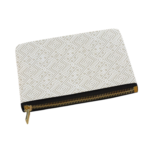 White 3D Geometric Pattern Carry-All Pouch 12.5''x8.5''