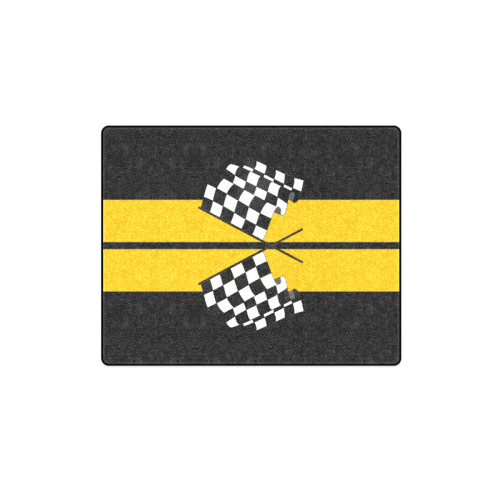Racing Stripe, Checkered Flags, Black and Yellow Blanket 40"x50"