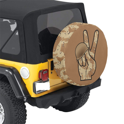 Desert Camouflage Peace Sign 30 Inch Spare Tire Cover