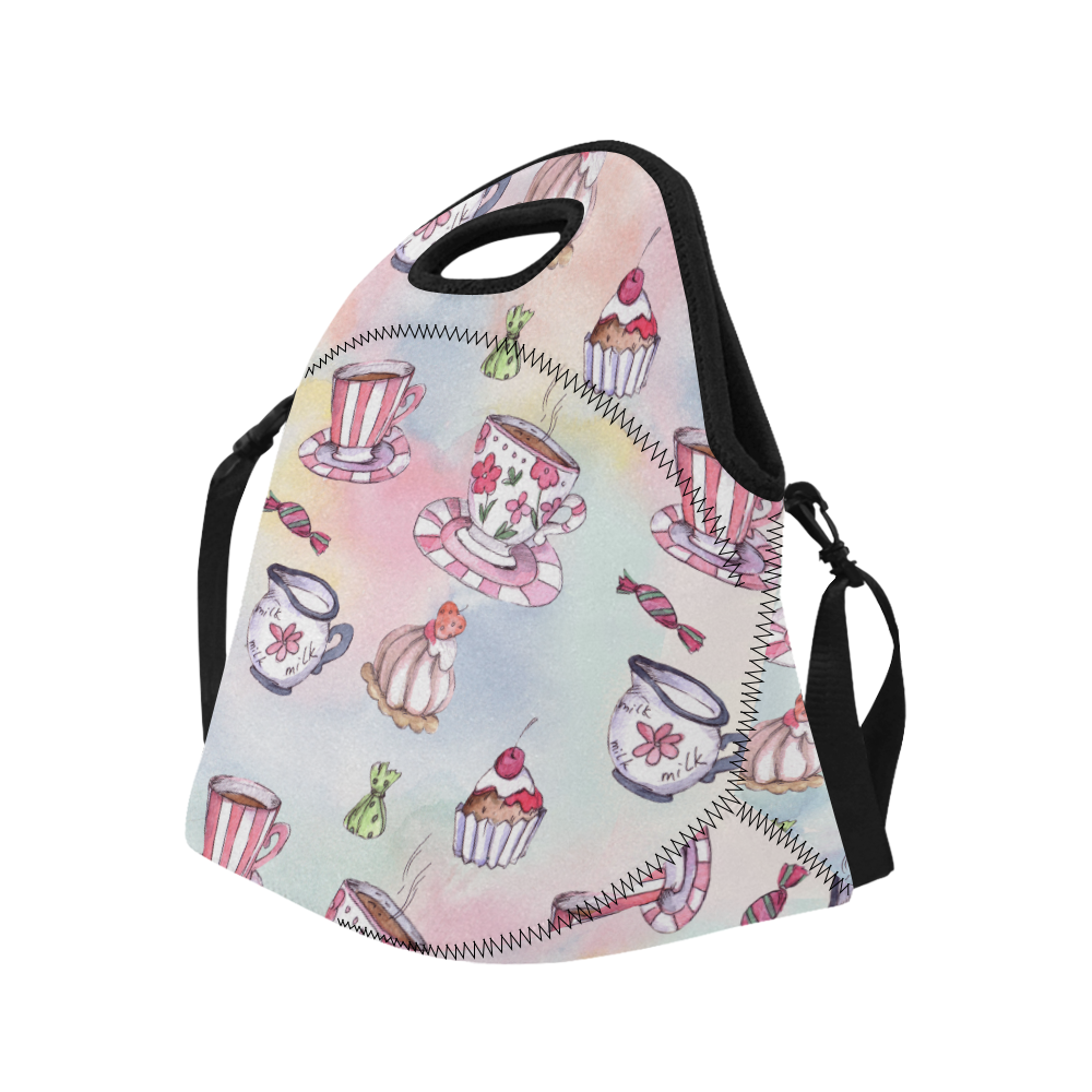 Coffee and sweeets Neoprene Lunch Bag/Large (Model 1669)