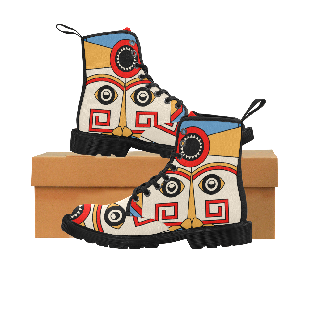 Aztec Religion Tribal Martin Boots for Women (Black) (Model 1203H)