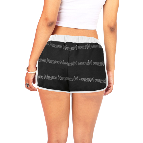 NUMBERS Collection Logos Black/White Women's All Over Print Relaxed Shorts (Model L19)