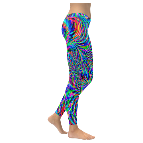 Psychedelic Tropical Rave Women's Low Rise Leggings (Invisible Stitch) (Model L05)