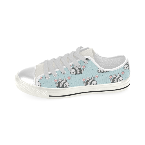Cute Kawaii Shoes, Panda and Cat Low Top Canvas Shoes for Kid (Model 018)