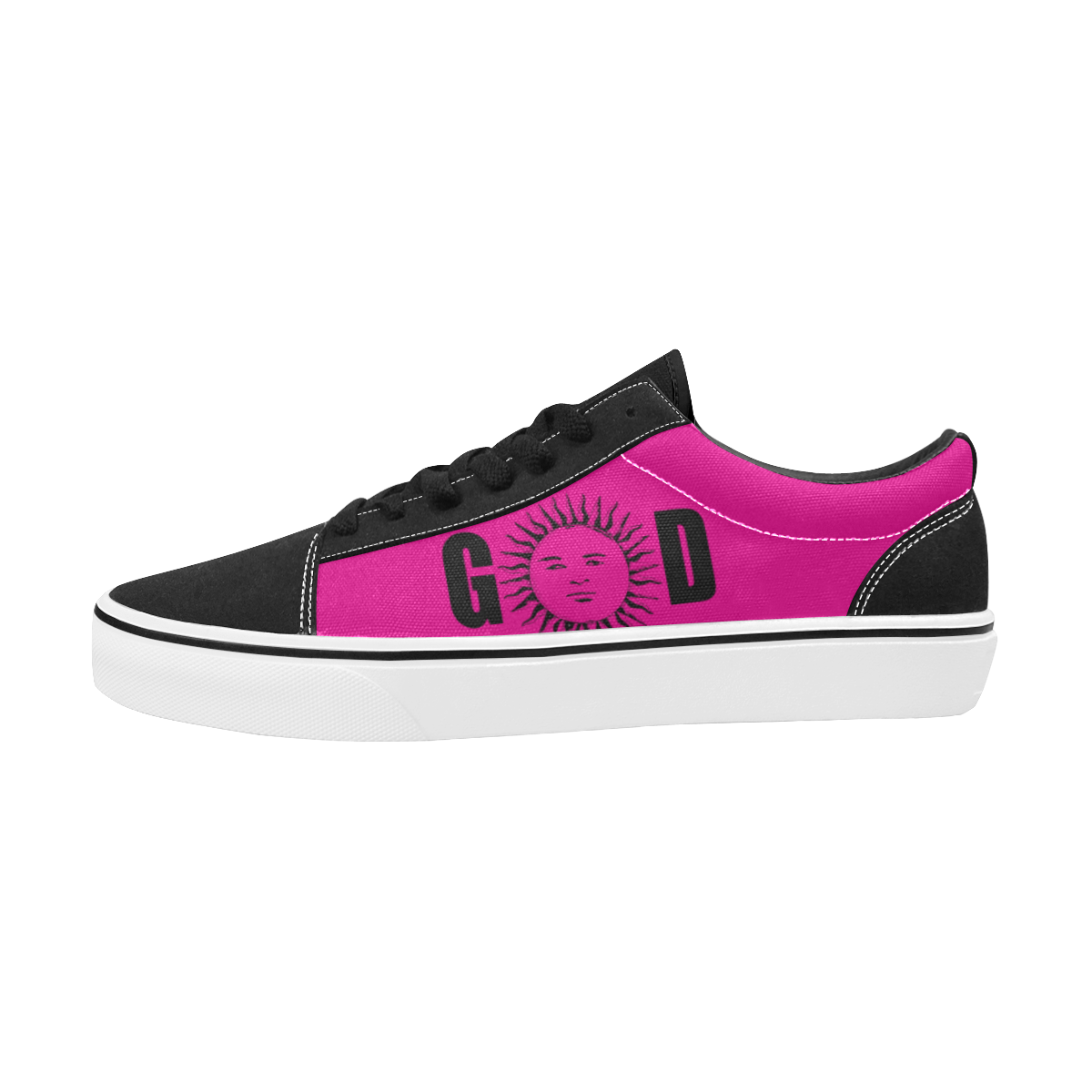 GOD Surface 1 Black & Dark Pink Men's Low Top Skateboarding Shoes (Model E001-2)