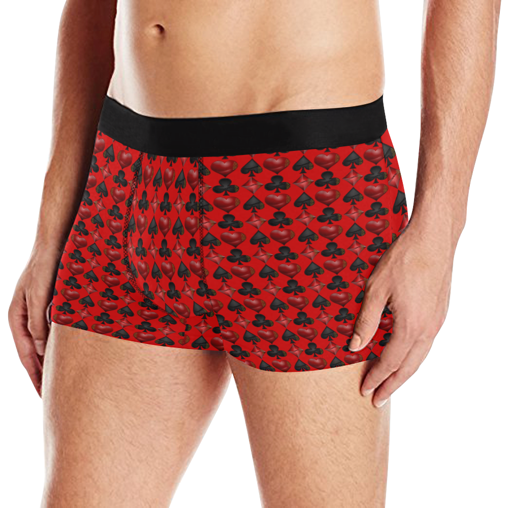 Black and Red Casino Poker Card Shapes Men's All Over Print Boxer Briefs (Model L10)